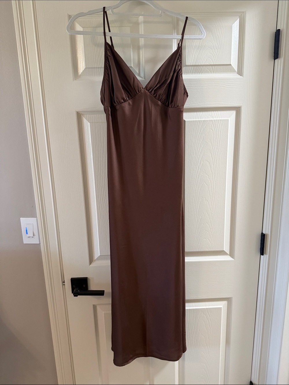 Brown Satin Slip Dress